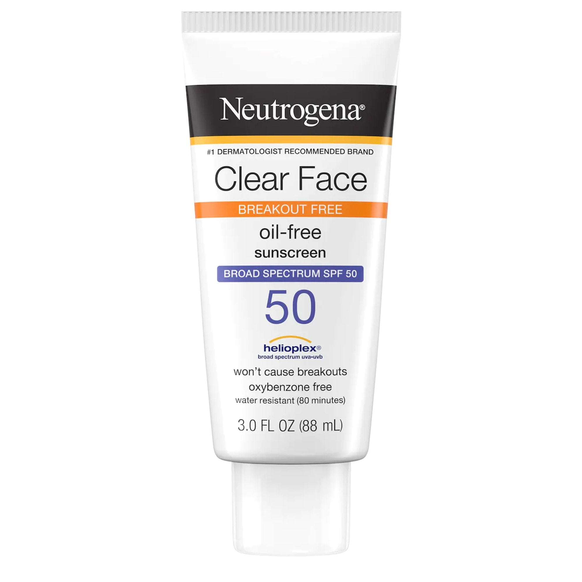 Neutrogena® Clear Face Oil-Free Sunscreen SPF 55 – Lightweight, Breakout-Free Sun Protection, 3 oz.