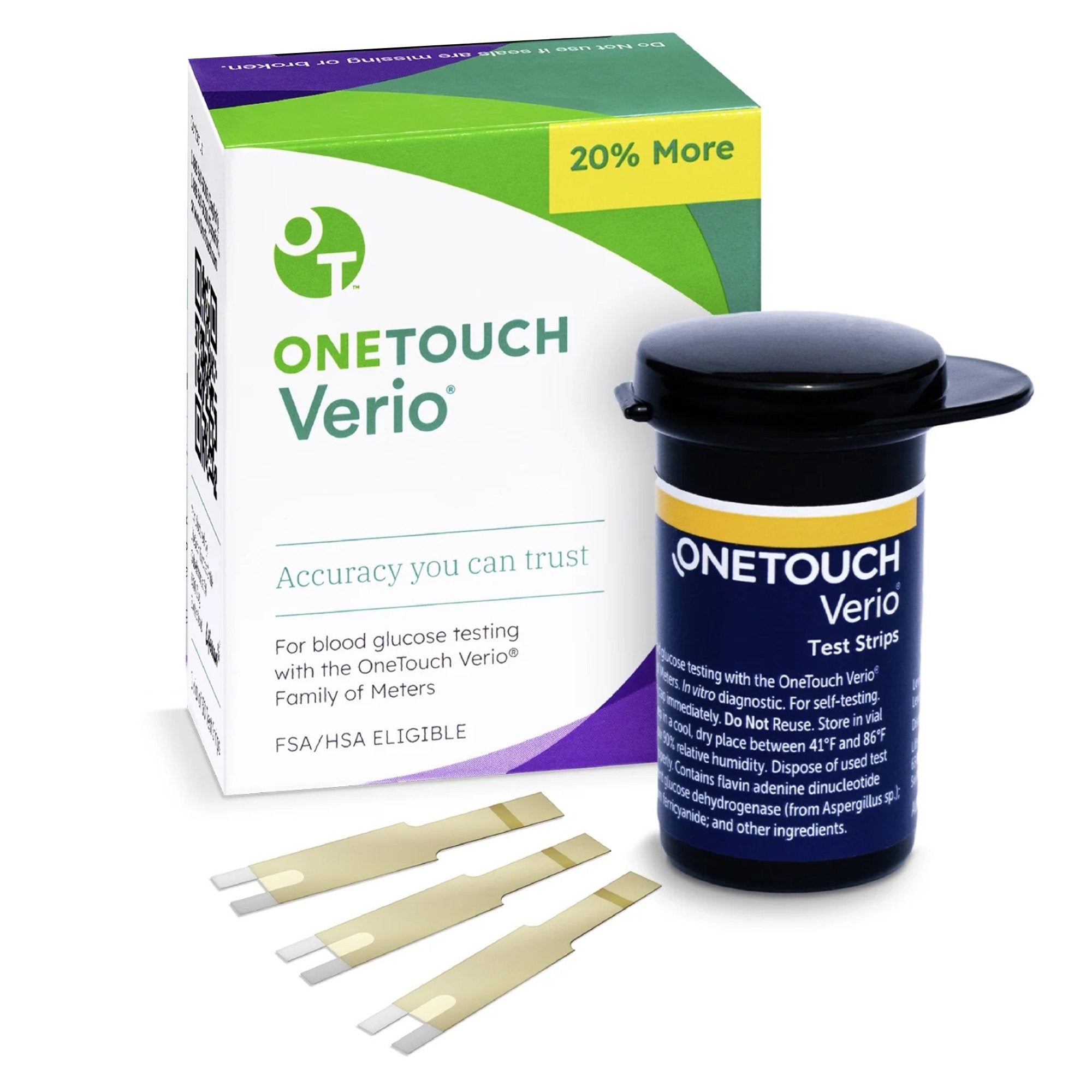 OneTouch® Verio® Blood Glucose Test Strips - Accurate Diabetes Monitoring, 50-Count Pack