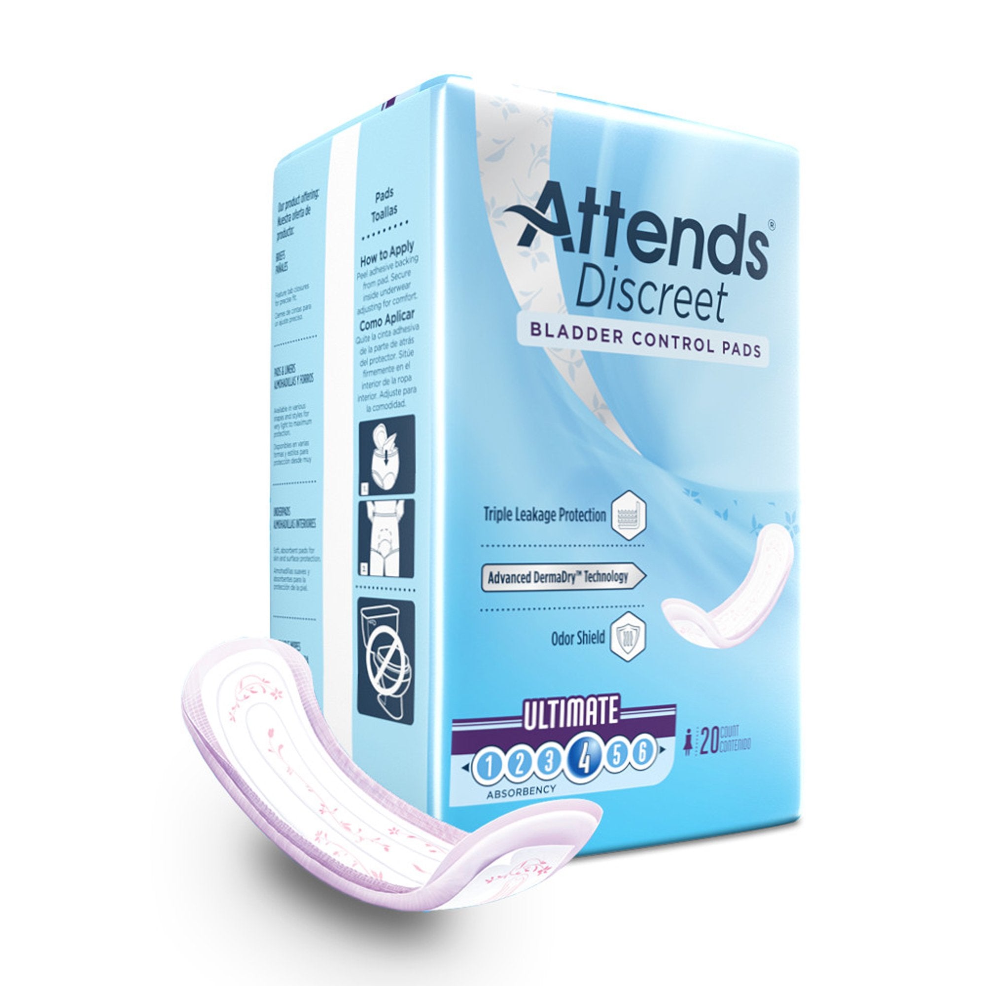 Attends® Discreet Women's Ultimate Bladder Control Pad – 15” Ultra-Absorbent, Leak-Proof Protection for Maximum Comfort