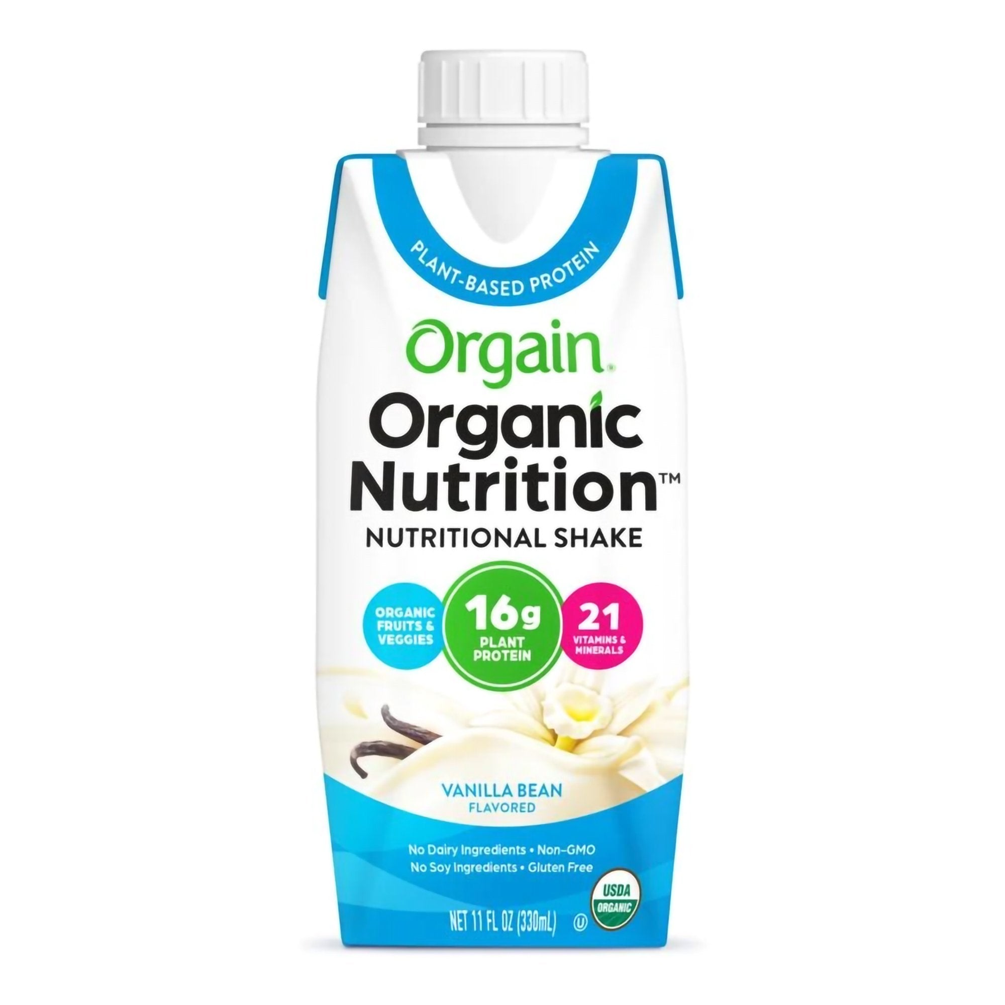 Orgain® Organic Nutrition™ Vegan Vanilla Nutritional Shake | 11-Ounce | Plant-Based Protein, Non-GMO, Gluten-Free