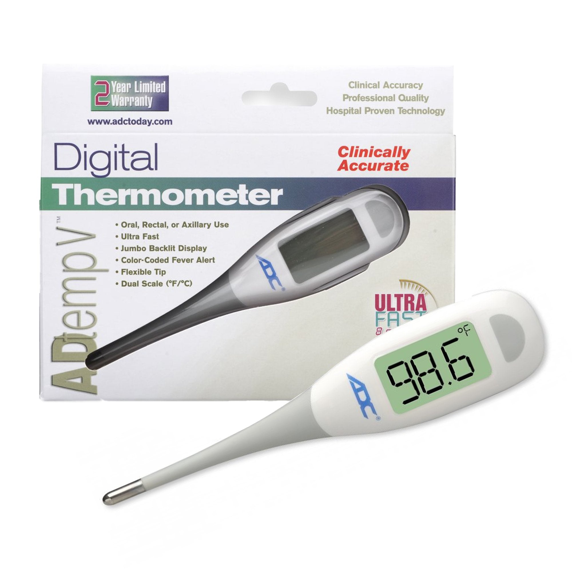 AdTemp™ Digital Stick Thermometer – Fast, Accurate & Reliable Oral, Rectal, and Underarm Temperature Readings