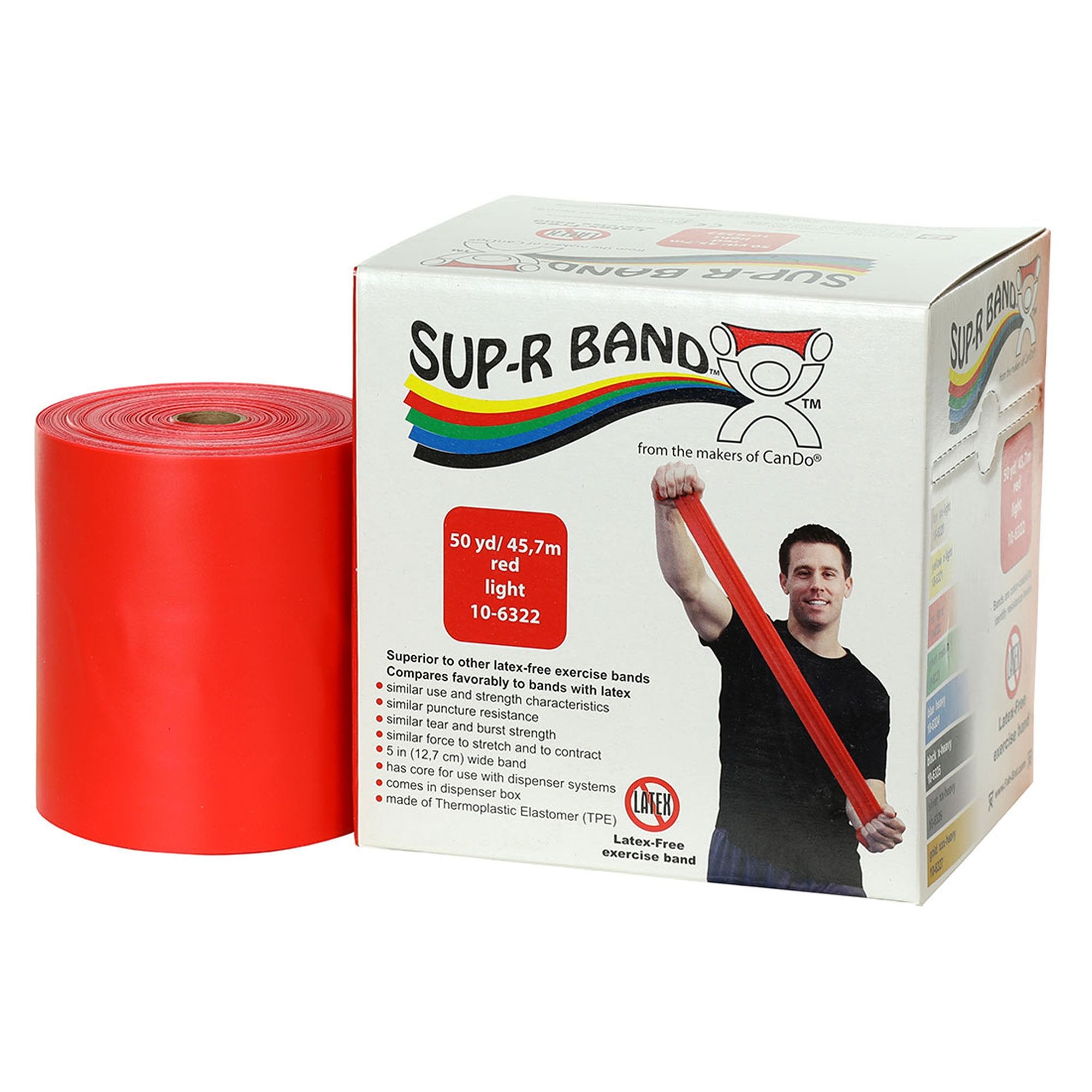 Sup-R Band® Red Exercise Resistance Band – 5" x 50 Yards | Light Resistance for Strength Training & Rehab