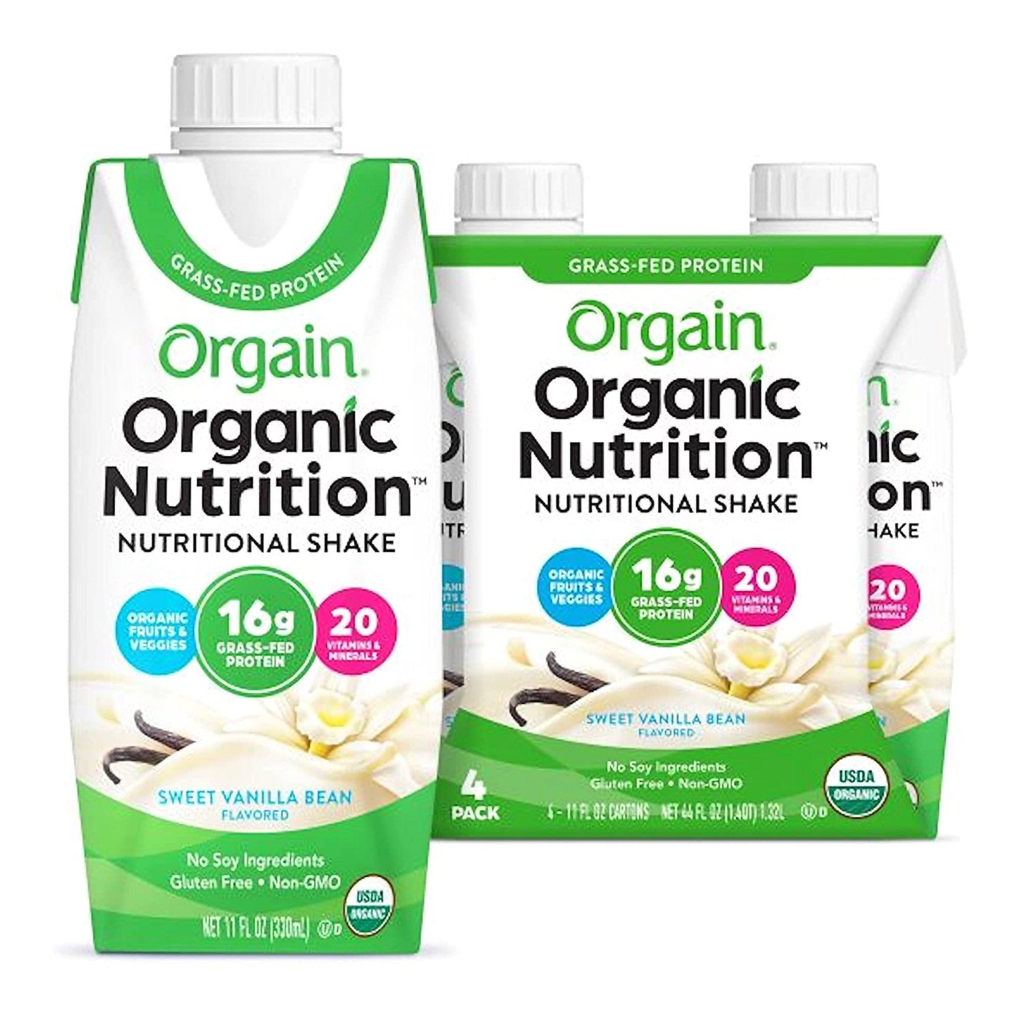 Orgain® Organic Nutrition™ Vanilla Nutritional Shake | 11-Ounce Carton – Plant-Based, Meal Replacement, High-Proteinn